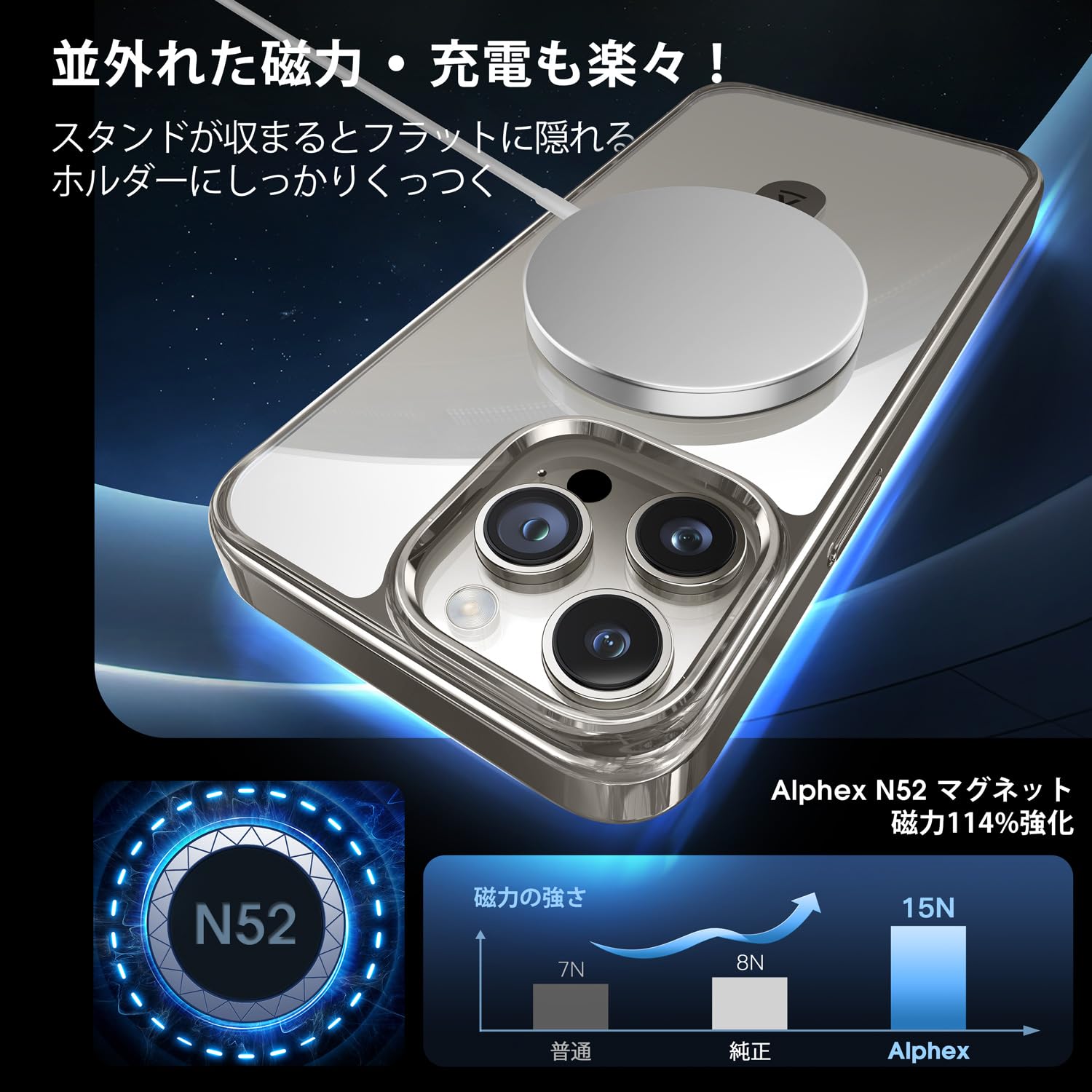 Amazon.co.jp: 【Magsafe対応・スタンド付き】Alphex iPhone 15